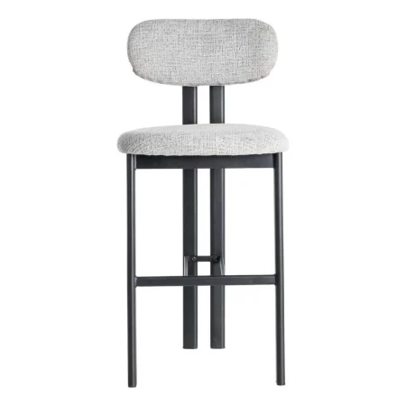 Taburete tapizado en tejido gris con estructura metálica asiento 75cm 50x47x109cm - Ixia - 614634IX - foto-blanco