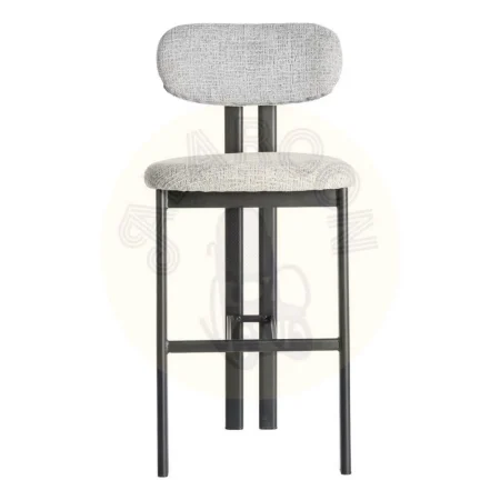 Taburete tapizado en tejido gris con estructura metálica asiento 75cm 50x47x109cm - Ixia - 614634IX - foto-secundaria-1