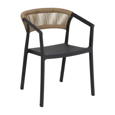 Silla apilable antracita de polipropileno con cuerda de polietileno 56x54x75.50cm - Ixia - 614705IX - foto-blanco