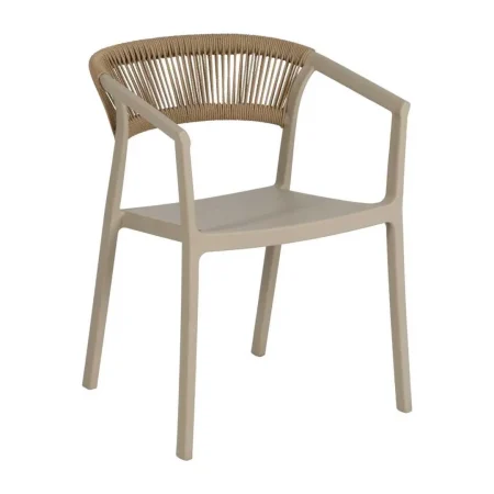 Silla apilable beige en polipropileno con cuerda de polietileno 56x52x76cm - Ixia - 614706IX - foto-blanco