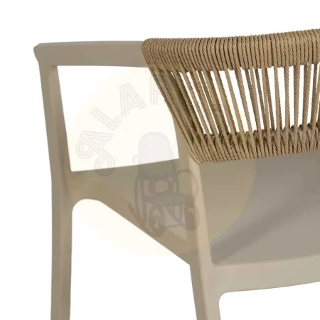 Silla apilable beige en polipropileno con cuerda de polietileno 56x52x76cm - Ixia - 614706IX - foto-secundaria-7