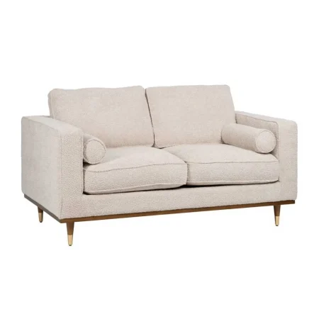 Sofá 2 plazas beige tapizado en tejido con cojines desenfundables y estructura de madera 171x89x83cm - Ixia - 614710IX - foto-blanco