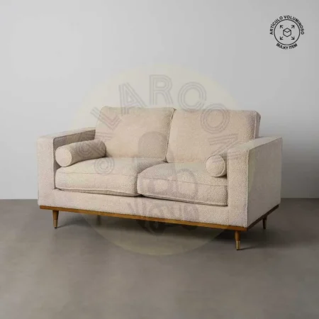 Sofá 2 plazas beige tapizado en tejido con cojines desenfundables y estructura de madera 171x89x83cm - Ixia - 614710IX - foto-secundaria-12