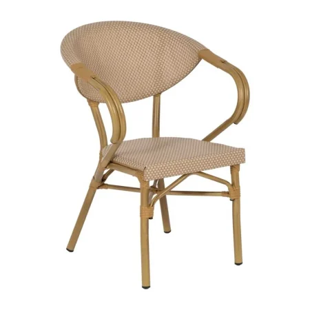 Silla beige apilable en aluminio y textileno para exterior 57x58.50x82cm - Ixia - 614715IX - foto-blanco