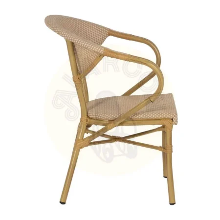Silla beige apilable en aluminio y textileno para exterior 57x58.50x82cm - Ixia - 614715IX - foto-secundaria-1