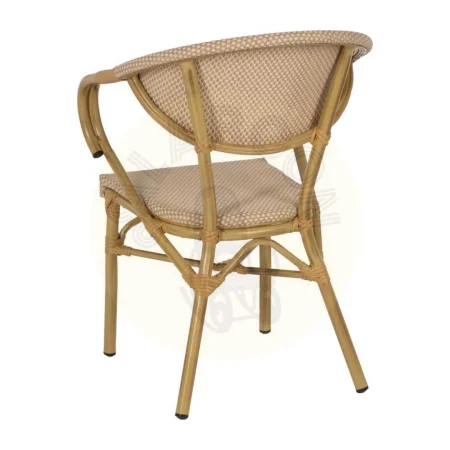 Silla beige apilable en aluminio y textileno para exterior 57x58.50x82cm - Ixia - 614715IX - foto-secundaria-2