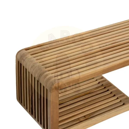 Estante natural de madera de teca reciclada para salón 100x21x20cm - Ixia - 614734IX - foto-secundaria-1