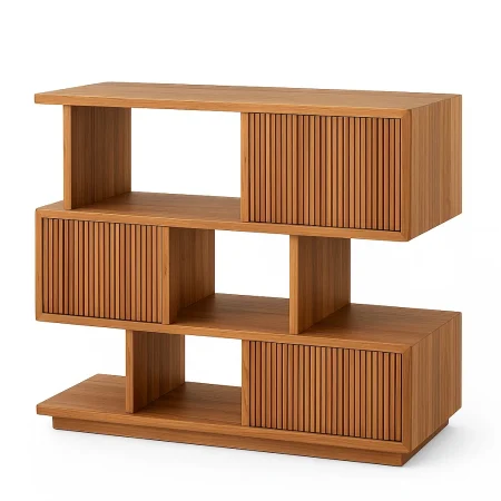 Mueble auxiliar de madera de teca reciclada color natural 116x35x129cm - Ixia - 614748IX - foto-blanco