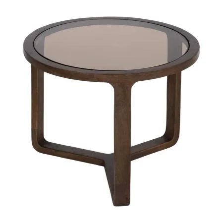 Mesa de centro para salón madera de mango con cristal ámbar 60x60x48cm - Ixia - 614761IX - foto-blanco
