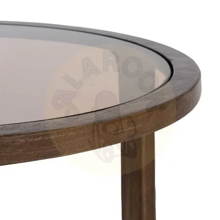 Mesa de centro para salón madera de mango con cristal ámbar 60x60x48cm - Ixia - 614761IX - foto-secundaria-2