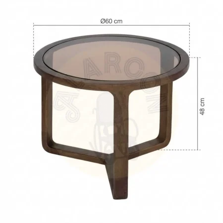 Mesa de centro para salón madera de mango con cristal ámbar 60x60x48cm - Ixia - 614761IX - foto-secundaria-6