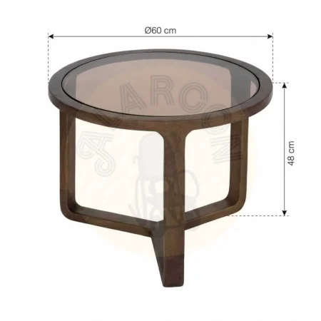 Mesa de centro para salón madera de mango con cristal ámbar 60x60x48cm - Ixia - 614761IX - foto-secundaria-7
