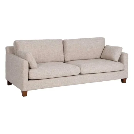 Sofá 3 plazas beige en tejido y estructura de madera con cojines desenfundables 221x90x87cm - Ixia - 614771IX - foto-blanco