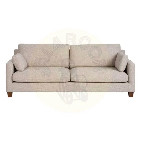 Sofá 3 plazas beige en tejido y estructura de madera con cojines desenfundables 221x90x87cm - Ixia - 614771IX - foto-secundaria-1