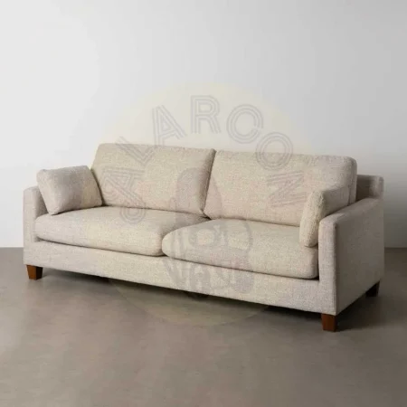 Sofá 3 plazas beige en tejido y estructura de madera con cojines desenfundables 221x90x87cm - Ixia - 614771IX - foto-secundaria-11