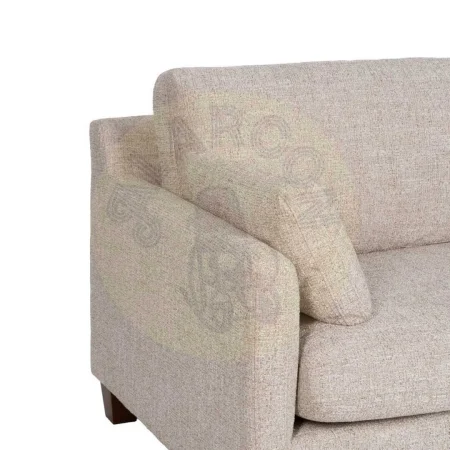 Sofá 3 plazas beige en tejido y estructura de madera con cojines desenfundables 221x90x87cm - Ixia - 614771IX - foto-secundaria-3