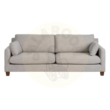 Sofá 3 plazas tapizado gris en tejido 100% poliéster estructura de madera patas en madera de caucho cojines desenfundables 221x90x87cm - Ixia - 614772IX - foto-secundaria-1