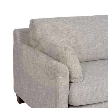 Sofá 3 plazas tapizado gris en tejido 100% poliéster estructura de madera patas en madera de caucho cojines desenfundables 221x90x87cm - Ixia - 614772IX - foto-secundaria-3