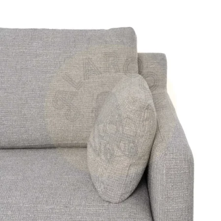 Sofá 3 plazas tapizado gris en tejido 100% poliéster estructura de madera patas en madera de caucho cojines desenfundables 221x90x87cm - Ixia - 614772IX - foto-secundaria-6