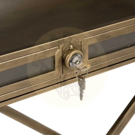 Mesa dorada en metal y cristal 61x36x59cm - Ixia - 614774IX - foto-secundaria-1