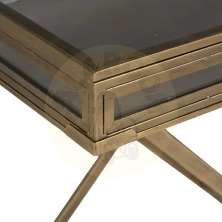 Mesa dorada en metal y cristal 61x36x59cm - Ixia - 614774IX - foto-secundaria-2