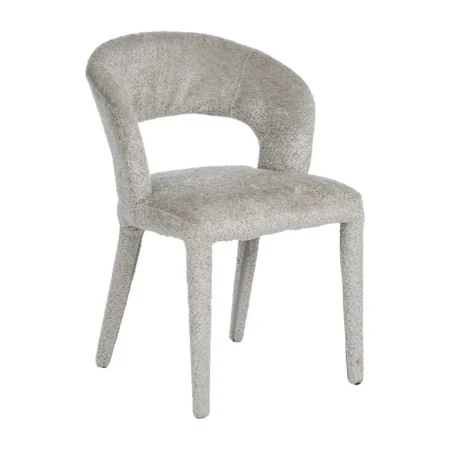 Silla beige en tejido poliéster con estructura metálica 55x60x80cm - Ixia - 614776IX - foto-blanco