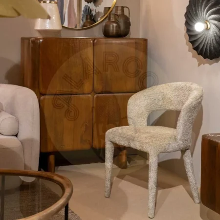 Silla beige en tejido poliéster con estructura metálica 55x60x80cm - Ixia - 614776IX - foto-secundaria-11