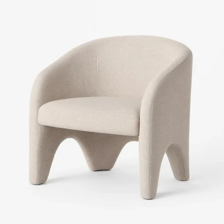 Sillón beige tapizado en tejido para salón 74x73x75cm - Ixia - 614777IX - foto-blanco