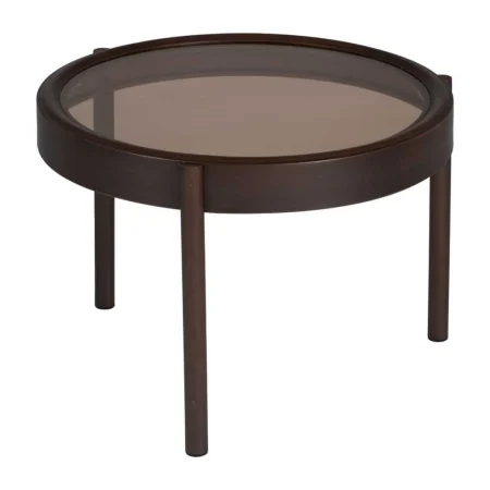 Mesita de metal y cristal marrón oscuro 61.50x61.50x43cm - Ixia - 614792IX - foto-blanco