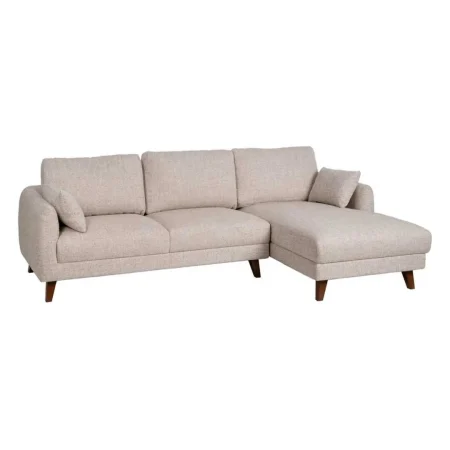 Sofá chaise longue derecha beige tejido 100% poliéster estructura madera respaldos y laterales desenfundables 240x155x86cm - Ixia - 614794IX - foto-blanco