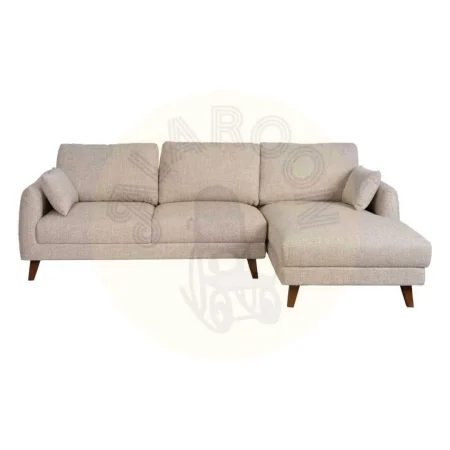 Sofá chaise longue derecha beige tejido 100% poliéster estructura madera respaldos y laterales desenfundables 240x155x86cm - Ixia - 614794IX - foto-secundaria-1