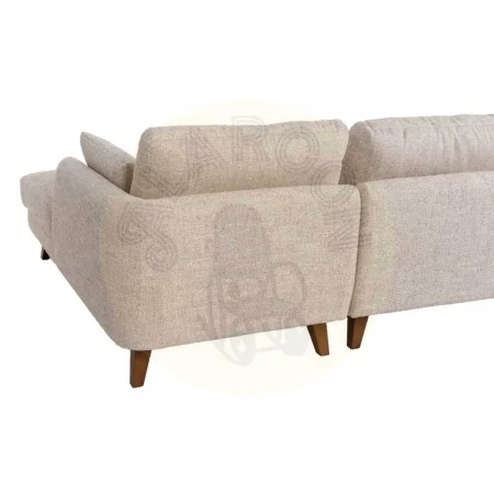 Sofá chaise longue derecha beige tejido 100% poliéster estructura madera respaldos y laterales desenfundables 240x155x86cm - Ixia - 614794IX - foto-secundaria-12