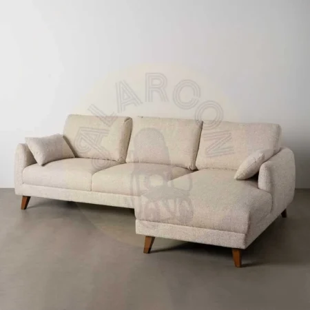 Sofá chaise longue derecha beige tejido 100% poliéster estructura madera respaldos y laterales desenfundables 240x155x86cm - Ixia - 614794IX - foto-secundaria-14