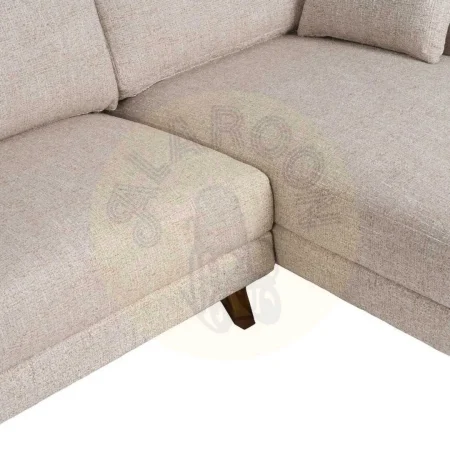 Sofá chaise longue derecha beige tejido 100% poliéster estructura madera respaldos y laterales desenfundables 240x155x86cm - Ixia - 614794IX - foto-secundaria-4