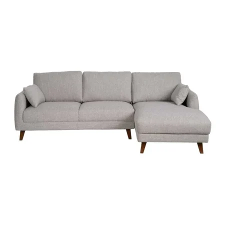 Sofá chaise longue derecho tapizado gris en tejido 100% poliéster estructura madera cojines respaldo y laterales desenfundables 240x155x86cm - Ixia - 614795IX - foto-blanco