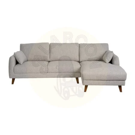 Sofá chaise longue derecho tapizado gris en tejido 100% poliéster estructura madera cojines respaldo y laterales desenfundables 240x155x86cm - Ixia - 614795IX - foto-secundaria-1