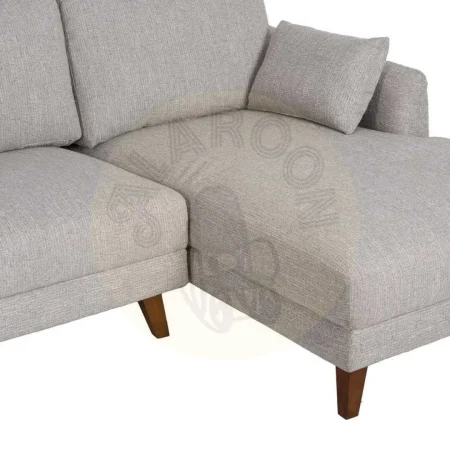 Sofá chaise longue derecho tapizado gris en tejido 100% poliéster estructura madera cojines respaldo y laterales desenfundables 240x155x86cm - Ixia - 614795IX - foto-secundaria-4