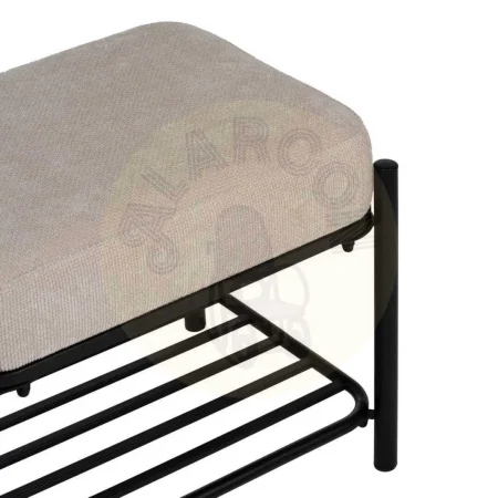 Banqueta beige tapizada en tejido 100% poliéster con patas de hierro 51x37x45cm - Ixia - 614798IX - foto-secundaria-3