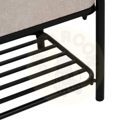 Banqueta beige tapizada en tejido 100% poliéster con patas de hierro 51x37x45cm - Ixia - 614798IX - foto-secundaria-4