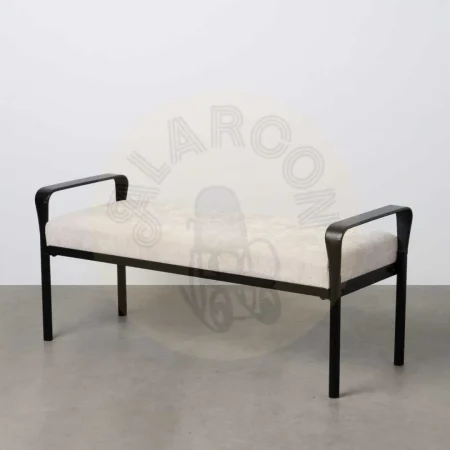 Banco beige tapizado en tejido 100% poliéster con patas de hierro 121x46x52cm - Ixia - 614800IX - foto-secundaria-6