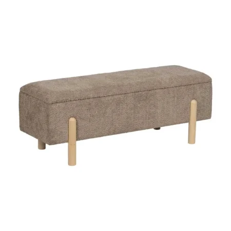 Banco baúl taupe en DM y tejido 100% poliéster con patas de pino 122x42x45cm - Ixia - 614803IX - foto-blanco