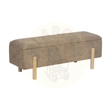 Banco baúl taupe en DM y tejido 100% poliéster con patas de pino 122x42x45cm - Ixia - 614803IX - foto-secundaria-1
