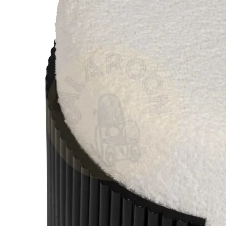 Puf blanco y negro estructura en DM tapizado en chenilla 100% poliéster patas de pino 43x43x41cm - Ixia - 614805IX - foto-secundaria-2