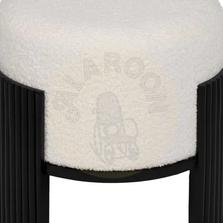 Puf blanco y negro estructura en DM tapizado en chenilla 100% poliéster patas de pino 43x43x41cm - Ixia - 614805IX - foto-secundaria-4
