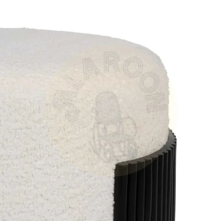 Puf blanco y negro estructura en DM tapizado en chenilla 100% poliéster patas de pino 43x43x41cm - Ixia - 614805IX - foto-secundaria-5