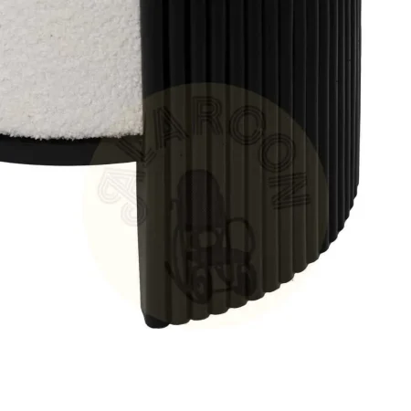 Puf blanco y negro estructura en DM tapizado en chenilla 100% poliéster patas de pino 43x43x41cm - Ixia - 614805IX - foto-secundaria-6