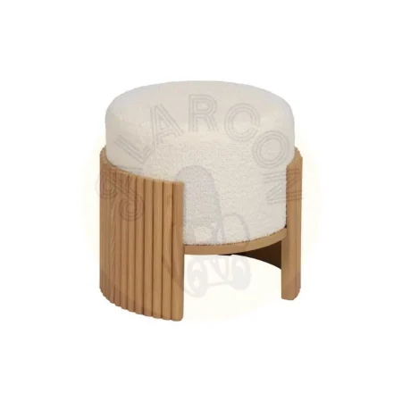 Puf blanco natural en DM tapizado en chenilla 100% poliéster con patas de pino y espuma 30mm 43x43x41cm - Ixia - 614806IX - foto-secundaria-1