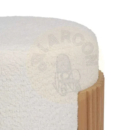 Puf blanco natural en DM tapizado en chenilla 100% poliéster con patas de pino y espuma 30mm 43x43x41cm - Ixia - 614806IX - foto-secundaria-4