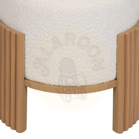 Puf blanco natural en DM tapizado en chenilla 100% poliéster con patas de pino y espuma 30mm 43x43x41cm - Ixia - 614806IX - foto-secundaria-5
