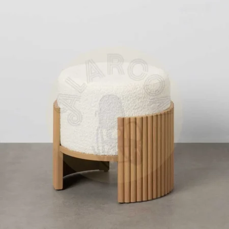 Puf blanco natural en DM tapizado en chenilla 100% poliéster con patas de pino y espuma 30mm 43x43x41cm - Ixia - 614806IX - foto-secundaria-7